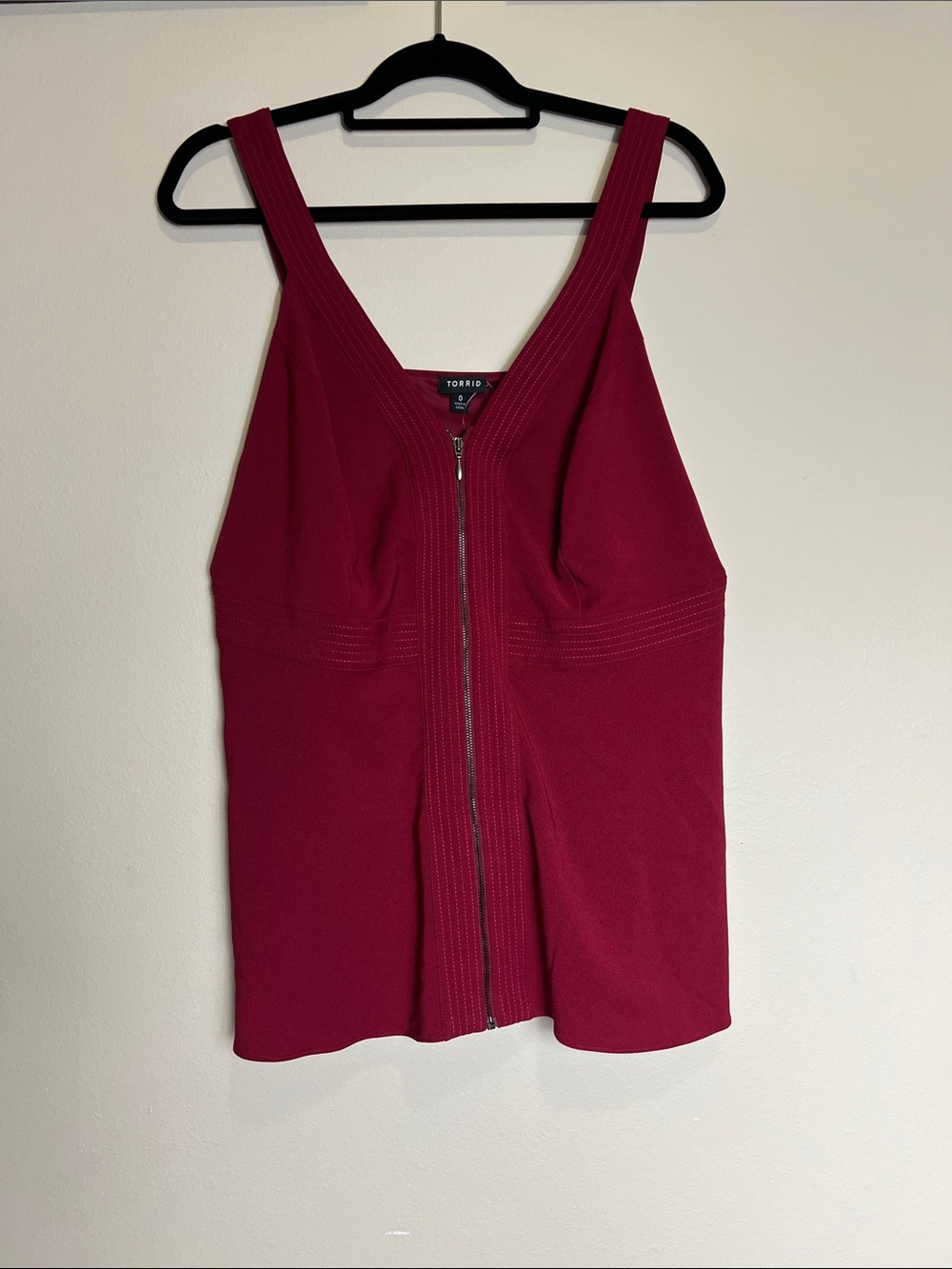 torrid wine red zip-front tank top